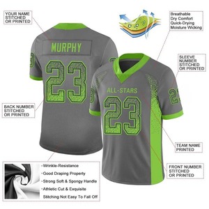 Uniforme de Fútbol Personalizado en Gris, Verde Neón y Azul Marino, Camiseta de Manga Corta y Pantalones Cortos, Estilo Moderno para Equipos Deportivos - Product Image 5