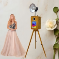 Photomaton pliable en bois pour iPad, idéal pour la location lors de mariages, fêtes, anniversaires et rassemblements