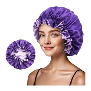 Gorro de Dormir Ajustable de Doble Capa 100% Seda Satén para Mujer, Gorro de Ducha Casual - Product Image 4