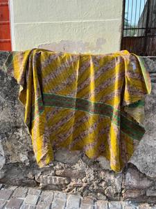 Vintage Floral Block Printed Cotton Kantha Reversible Quilt Handmade Soft Cotton <b>Bed</b> <b>Cover</b> Blanket - Product Image 4