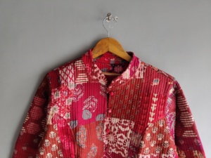 Quilted <b>Patchwork</b> <b>Jacket</b> Women's Mandarin Collar Full Sleeve Cotton Autumn Style Regular Length Patch Designs gift for her - Product Image 4