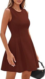 Vestido Mini sin Mangas con Cuello Redondo, Corte en A, Color Sólido, Ajustado, Informal, para Uso Diario, Tejido de Poliéster Transpirable, Delgado - Product Image 3