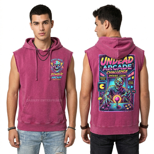 Sweat à capuche personnalisé délavé à l'acide pour homme, coupe oversize vintage, en molleton épais, avec broderie graphique Crâne Aigle, style streetwear - Product Image 3