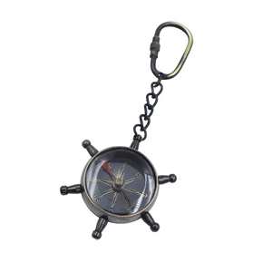 Porte-clés boussole en laiton antique, thème maritime vintage, avec boussole directionnelle fonctionnelle - Product Image 2