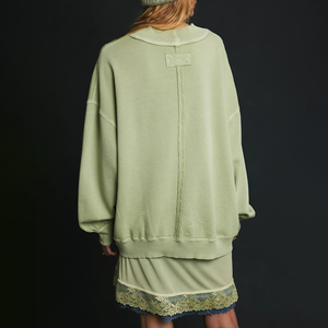 Sudadera de Mujer de Talla Grande con Cuello Redondo, Bordada con Lentejuelas, de Algodón Tejido a Bloques de Color, de Alta Calidad y Diseño Personalizado del Fabricante - Product Image 1