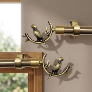 Antique Brass <b>Curtain</b> Rod Finials Parrot Design Traditional Bird Style Decorative Bracket for <b>Curtains</b> - Product Image 1
