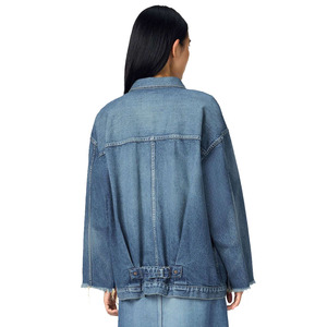 Veste en jean pour femme à manches longues, col rabattu, couleur unie, style utilitaire, respirante, longueur intégrale, vêtement d'extérieur pour le printemps - Product Image 3