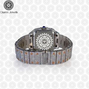 Montre de luxe Charm_Jewells en acier inoxydable, cadran rectangulaire, cristal saphir, mouvement à quartz, affichage de la date, design unisexe tendance - Product Image 3