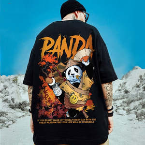 T-shirt pour homme à manches courtes, col rond, imprimé Panda Warrior, coupe classique, 100% coton, anti-rides, séchage rapide, respirant - Product Image 5