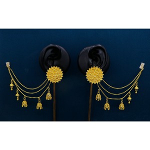 Conjunto de aretes chapados en oro indio Floral multicapa nupcial Jhumka Jhumki conjunto de pendientes fabricante indio joyería para mujer - Product Image 5