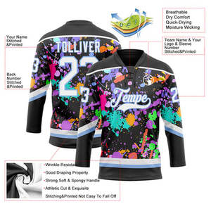 Camiseta de Hockey Sublimada Personalizada con Estampado Frontal, Unisex, Cuello en V, Absorbe la Humedad, con Nombre, Número y Equipo, Sin Mangas - Product Image 3