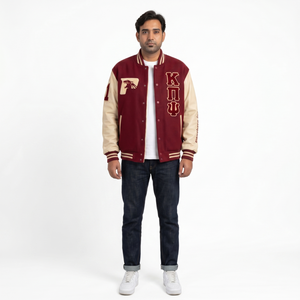 Veste universitaire en cuir et laine de qualité supérieure pour hommes, avec patch en chenille brodé personnalisé, style Letterman, streetwear, fabricant OEM - Product Image 1