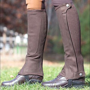 Premium Quality Genuine Leather <b>Half</b> <b>Chaps</b> Durable Professional Horse Riding <b>Chap</b> for Equestrian Sports Adjustable Fit Men Women - Product Image 2