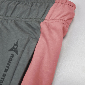 Men's Gray Pink Color Blocked Cotton Letter Print Sweatpants Elastic Waist Drawstring Side Pockets Casual Joggers Breathable - Product Image 3