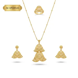 Luxury African Long Pendant Necklace Set 24K Gold Plated Statement Jewelry for Nigerian Wedding <b>Bridal</b> Party - Product Image 2