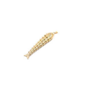 Pendentif en laiton plaqué or 18 carats en forme d'œil de poisson avec zircone cubique pour la fabrication de bijoux et colliers - Product Image 3