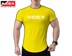 INDEX Men's <b>White</b> Short Sleeve T-<b>Shirt</b> O-Neck Printed Letter Pattern <b>Slim</b> <b>Fit</b> Sporty Quick Dry Jersey Fabric - Product Image 4