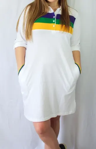 Wholesale Mardi Gras Women Mini Dresses 100% Cotton A-Line Fashion Purple <b>Gold</b> Green Adults Casual Dress Festival <b>Clothes</b> - Product Image 5