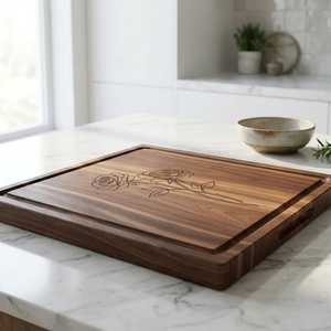 Planche à découper en bois d'acacia gravée à la main de forme carrée, fabricant en gros d'articles de cuisine, planche à découper pour fromage, vente en gros - Product Image 6