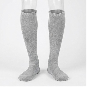<b>Knee</b> <b>High</b> <b>Socks</b> Solid Gray 100 Cotton Breathable Casual For Adults Spring Season - Product Image 1