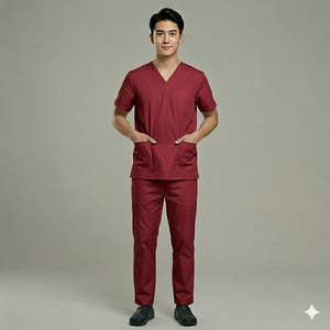 Customized embroidered Logo Female Medical <b>Scrub</b> Set Stretchable soft fabric Uniform with Short Sleeves Top and Jogger Pants - Product Image 4
