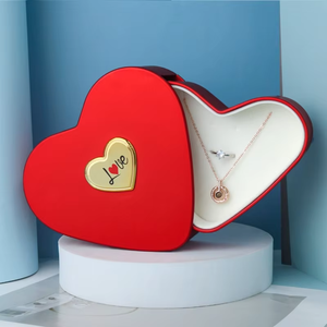 Romantic Love Pendant Ring Necklace <b>Packing</b> <b>Box</b> Double Heart Shaped Jewelry Gift <b>Box</b> - Product Image 4