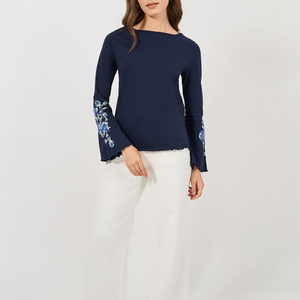 Proveedor de Camisetas Bordadas para Mujer OEM, Camiseta de Algodón Suave con Logotipo Bordado para Producción de Marca Privada - Product Image 3