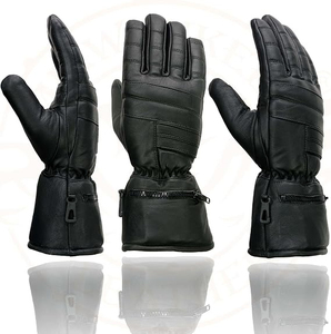Gants de moto en cuir pour homme Samroz Sports, doublés, avec manchettes en cuir - Product Image 4