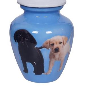 METAL PET <b>ASHES</b> <b>URN</b> <b>DOGS</b> IMAGE PICTURE FINISH PET CREMATION <b>URN</b> - Product Image 1