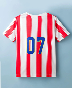 Maillot de football rayé rouge et blanc pour garçons, manches courtes, impression sublimée, respirant, vêtements de sport personnalisés, tenue d'équipe pour enfants - Product Image 2