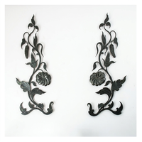 Plaque murale rectangulaire florale en fer avec impression numérique, finition nickel noir, pièce d'art décorative en métal forgé pour la maison