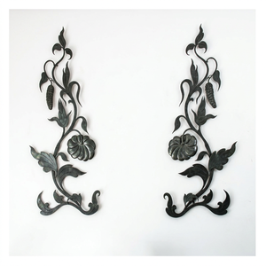 Plaque murale rectangulaire florale en fer avec impression numérique, finition nickel <span class=keywords><strong>noir</strong></span>, pièce d'art décorative en métal forgé pour la maison - Product Image 1