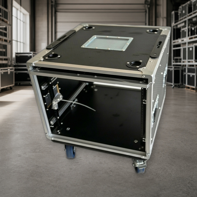 8U 19 Inch Amplifier Rack Flight Case with Sliding Door and Casters for Touring Audio Equipment OEM ODM