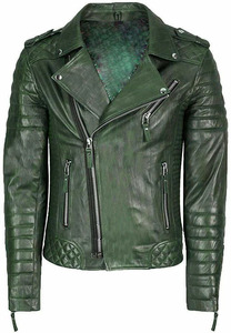 Veste de motard en cuir véritable noir de qualité supérieure pour homme avec col montant, fermeture éclair, coupe ajustée et poches fonctionnelles - Product Image 4