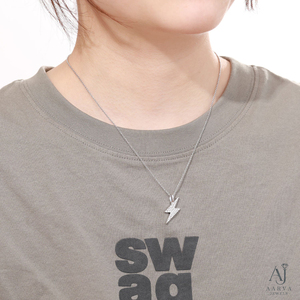 Pendentif Éclair en Argent Sterling 925 et Moissanite, Collier Micro-Serti pour Femme - Product Image 2