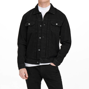Veste en jean noire pour homme AMDAA ENTERPRISES, col rabattu, boutons en corne, poches sur le devant, vêtement d'extérieur décontracté pour l'automne, en coton tissé uni - Product Image 1