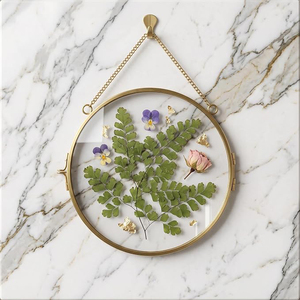 Cadre photo mural décoratif en verre transparent avec bordure en laiton, finition dorée, forme ronde, taille personnalisée, décoration - Product Image 5