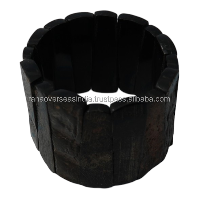 Handmade Eco-friendly Polished Natural Bone Bracelet Wide Stretch Cuff Bangle Modern Classic Fashion Jewelry Stylish Accessory