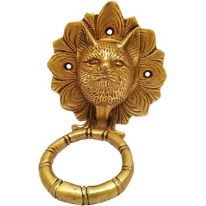 Aldaba de puerta de latón: manija de puerta de diseño de lobo salvaje antiguo - Product Image 3