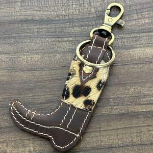 Llavero de Cuero Vacuno Genuino Personalizado con Anillo Metálico Resistente, Diseño de Estampado Animal, Accesorio de Moda Rústico - Product Image 5