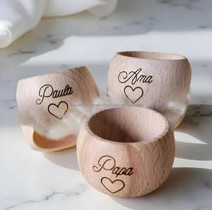 Ensemble de ronds de serviette en bois élégants et écologiques, parfait pour les fêtes, les mariages et les dîners avec un style moderne - Product Image 4