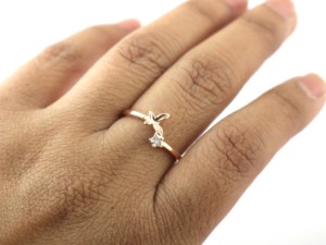 Anillo Delicado de Plata de Ley 925 Hecho a Mano con Forma de Mariposa, para Promesa, Compromiso o Boda, con Circonita Cúbica - Product Image 6