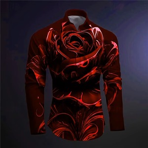 T-shirt Homme Décontracté à Boutons, Coupe Slim, pour Activités de Plein Air, avec Motif Masque Rose, Doux et Confortable, HD 2026, Sublimation par Transfert Tendance - Product Image 1