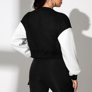 Vestes universitaires pour femmes, nouvelle collection, taille courte, style tendance, boutons, manches en cuir véritable respirant, vente chaude - Product Image 6