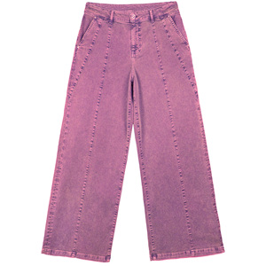 Master Textile Womens Loose <b>Denim</b> Wide Leg Mid Waist Panneled Top Stitched Casual Party Wear <b>Stretch</b> Summer Breathable Pants - Product Image 1