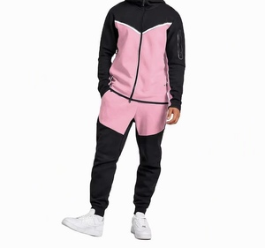 Chándal con Capucha para Hombre, Color Negro Oliva con Bloques de Color, Cierre de Cremallera, Manga Larga, Estilo Deportivo Casual, para Otoño, Corte Regular, con Bolsillos Laterales - Product Image 4