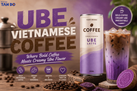 Café Latte Ube Marque Blanche 250ml Échantillon Gratuit Prêt à Boire – Boisson Café Latte Ube – Latte à l'Igname Violette – Recette Personnalisée – HACCP HALAL