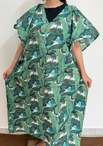Vestido Kaftan de Algodón Estampado de Inspiración Tradicional para Mujer con Diseño Elegante, Tela Suave y Elegancia Casual Relajada - Product Image 4
