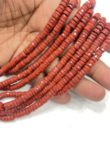 Perles de pierres précieuses de haute qualité pour la fabrication de bijoux, 17 pouces, jaspe naturel faceté, forme Heishi, taille 7-8 mm - Product Image 3