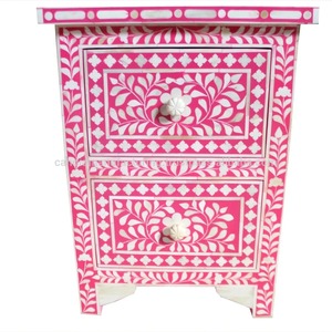 Natural Craft Handmade Resin Bone Inlay Pink Floral Cabinet Rectangle Home Decoration Mosaic Craft Living Room - Product Image 5